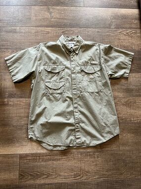 Columbia Short Sleeve Button-Down Fishing Shirt - Khaki